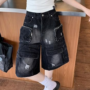 VOLYMOON Stylish Cargo Baggy Denim Shorts for Women Y2K
